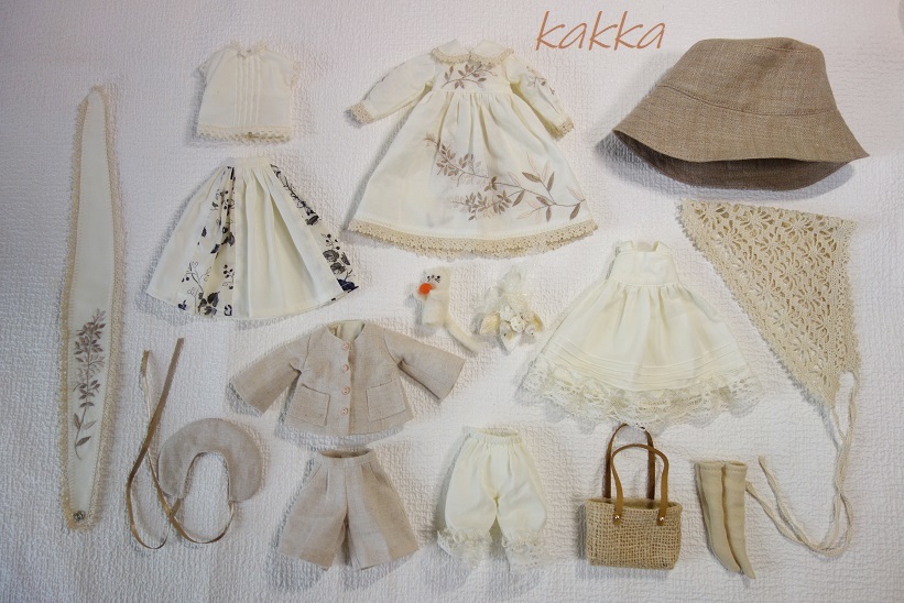 ★ブライスアウトフィット★Blythe outfit★★刺繍のお洋服セット★★アースカラー★_14点セットでお送りします