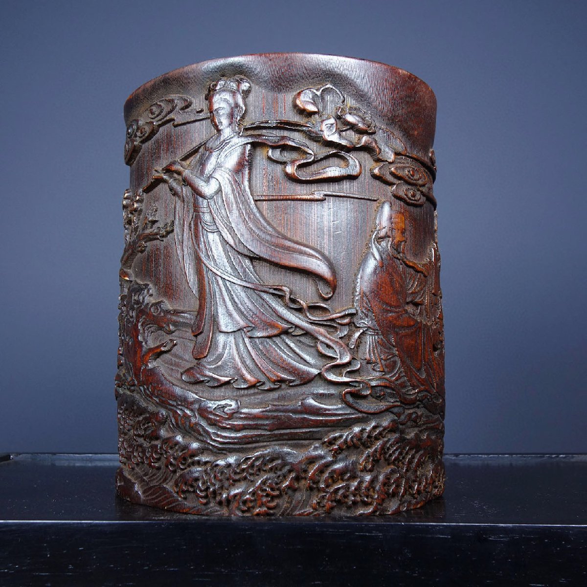 注目ブランド ◇古寳堂◇清 竹材細密彫 古董品 時代物 中国古美術 古