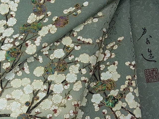 直販特注ヤフオク! - 花美人 螺鈿作家 甲斐泰造 色留袖 枝梅 金彩 銀