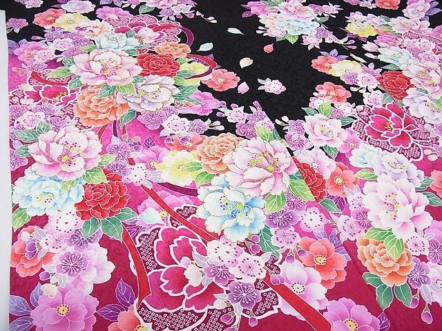 花美人□極上 振袖 長襦袢(無双仕立て・半衿刺繍)・袋帯・3点セット