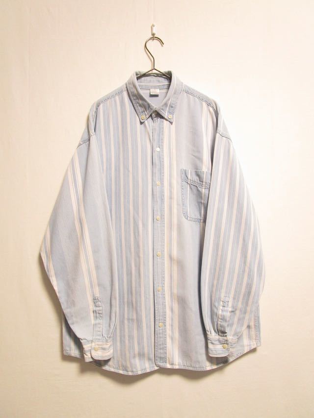 1990's made in bangladesh stripe design crazy pattern B.D shirts ボタンダウンシャツ 長袖シャツ クレイジーパターン ビンテージシャツ_画像2
