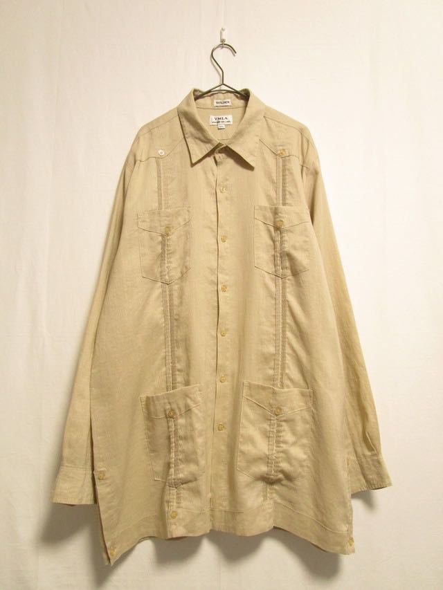 (希少◎)90's YMLA linen fabric L/S cuban shirt ビンテージリネン キューバシャツ コムデギャルソンオム コモリ