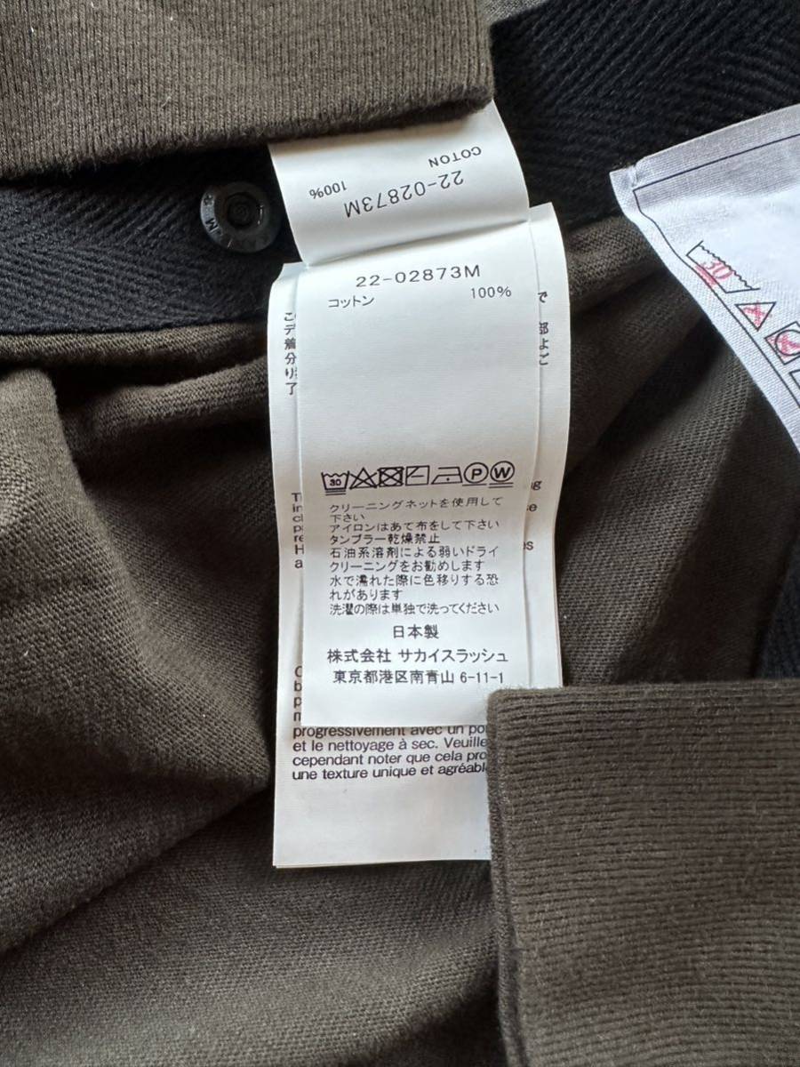 22AW新品4 sacai サカイ メンズ グラデーション ロング Tシャツ 長袖 size 4 XL スウェット コットンジャージー ロンT  ダークグレー カーキ