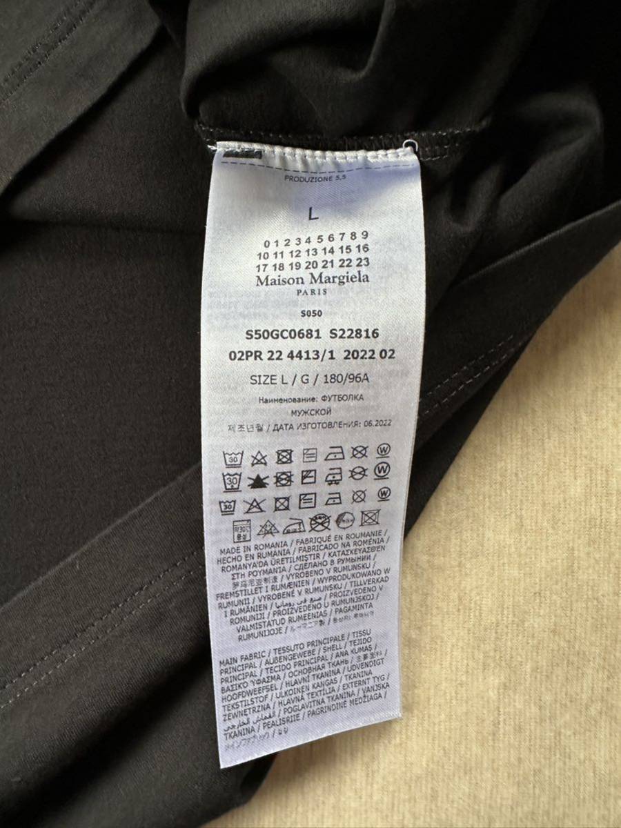 黒L新品 メゾンマルジェラ リバースロゴ Tシャツ 刺繍 22AW size L 50