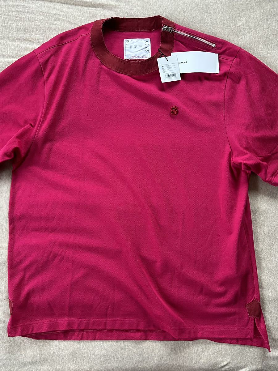 4新品 sacai サカイ メンズ ブランドロゴ パッチ ジップ Tシャツ 22SS