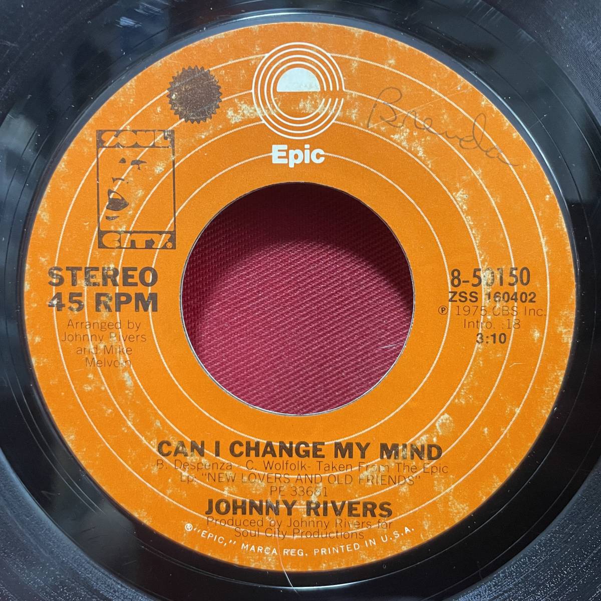◆USorg7”s!◆JOHNNY RIVERS◆CAN I CHANGE MY MIND◆_画像1