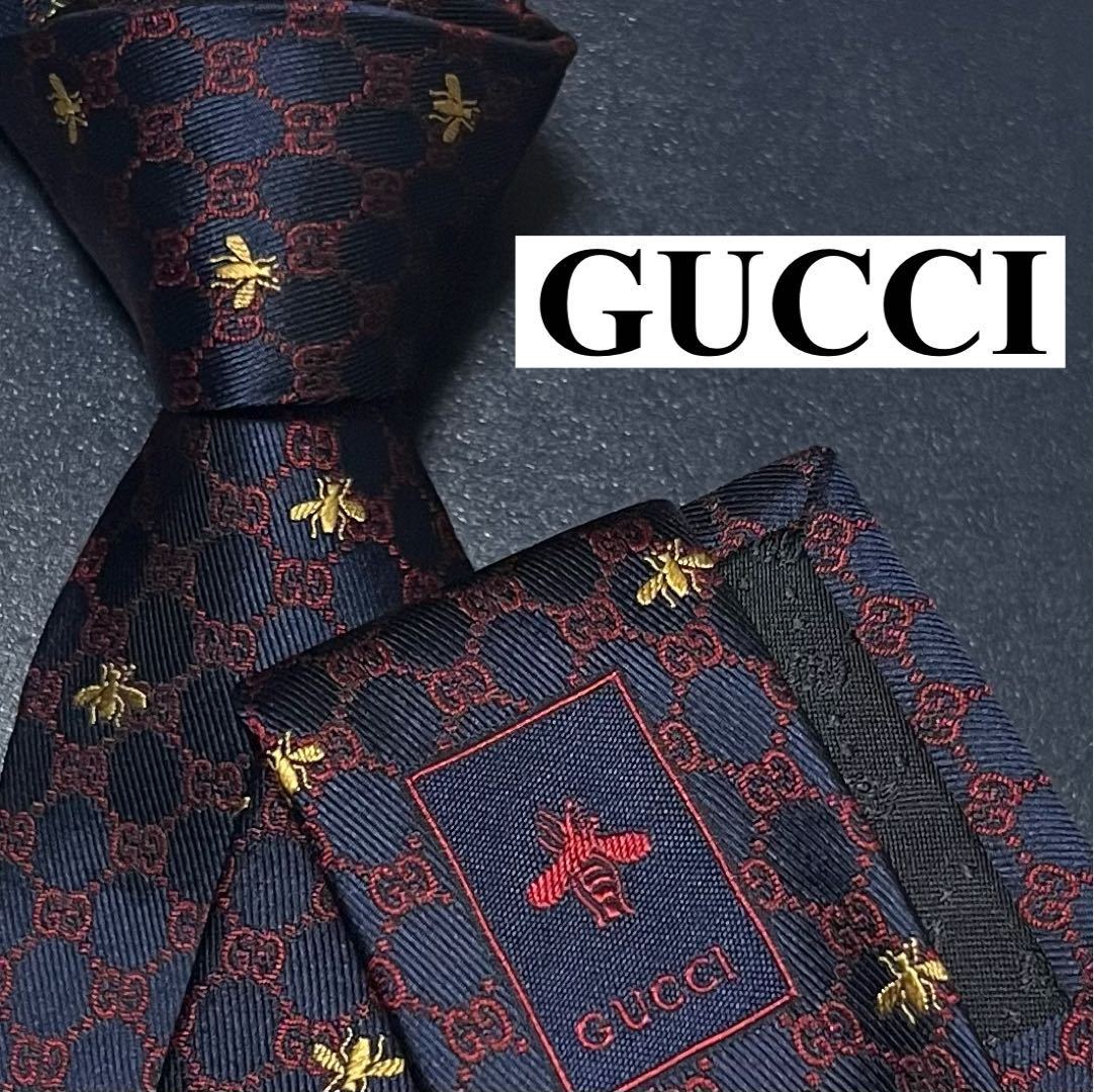 激レア 未使用級 ネクタイ 現行 人気 GUCCI グッチ シルク GG シェリー