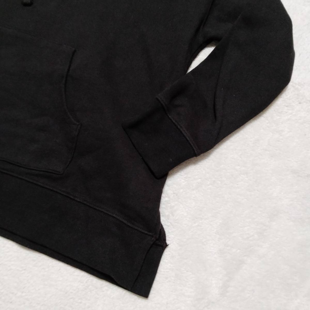 Lee Lee brand Logo f-ti- Parker tops plain long sleeve kangaroo pocket hood cotton 100% black size M SA181