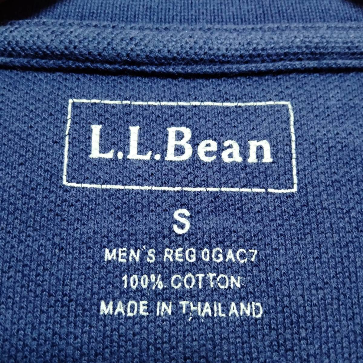 L.L.Bean エルエルビーン トップス ポロシャツ ボタン ポロネック 無地 半袖 メンズ サイズS ネイビーブルー SA135_画像5