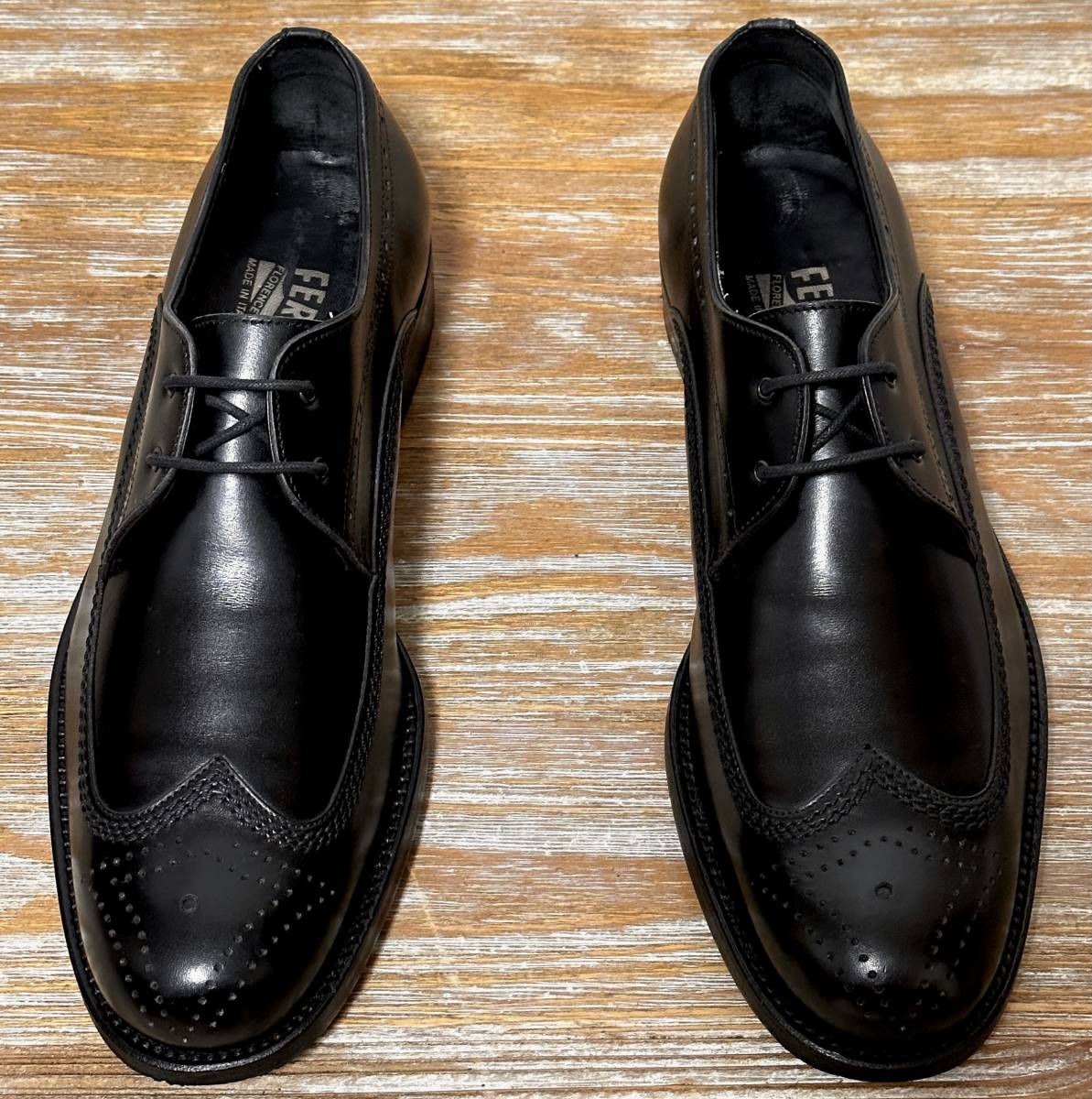 Salvatore Ferragamo サルヴァトーレフェラガモ ウイングチップ フルブローグ 黒 5.5EE 24.0〜24.5cm 革靴 ビジネス レザーシューズ_画像2