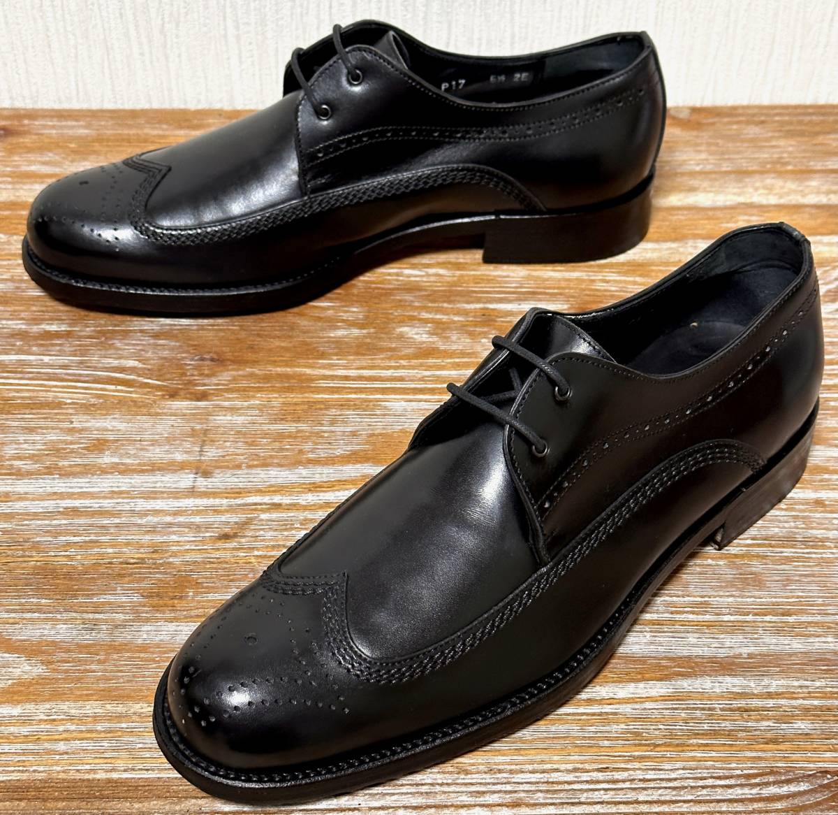 Salvatore Ferragamo サルヴァトーレフェラガモ ウイングチップ フルブローグ 黒 5.5EE 24.0〜24.5cm 革靴 ビジネス レザーシューズ_画像1