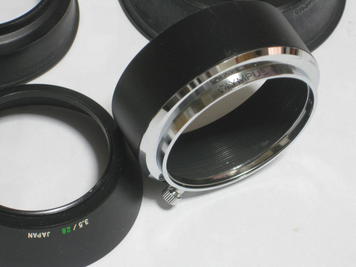 OLYMPUS Lens Hood x4 2/24 3.5/28 Standard x2 オリンパスOM  レンズフードｘ４ 24mm f/2 28mm f/3.5 標準x2の画像2