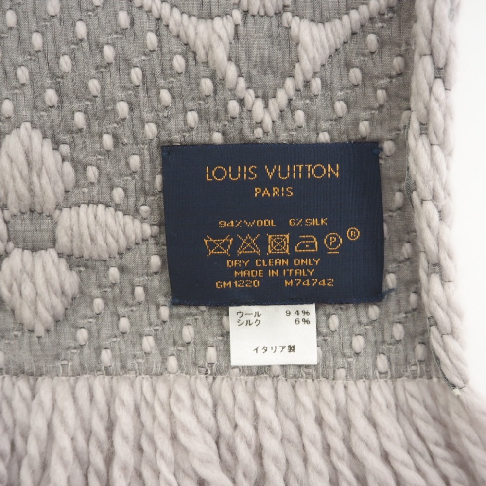 LOUIS VUITTON/ルイヴィトン ビトン M74742 エシャルプ ロゴマニア マフラー グレー ユニセックス ブランド 