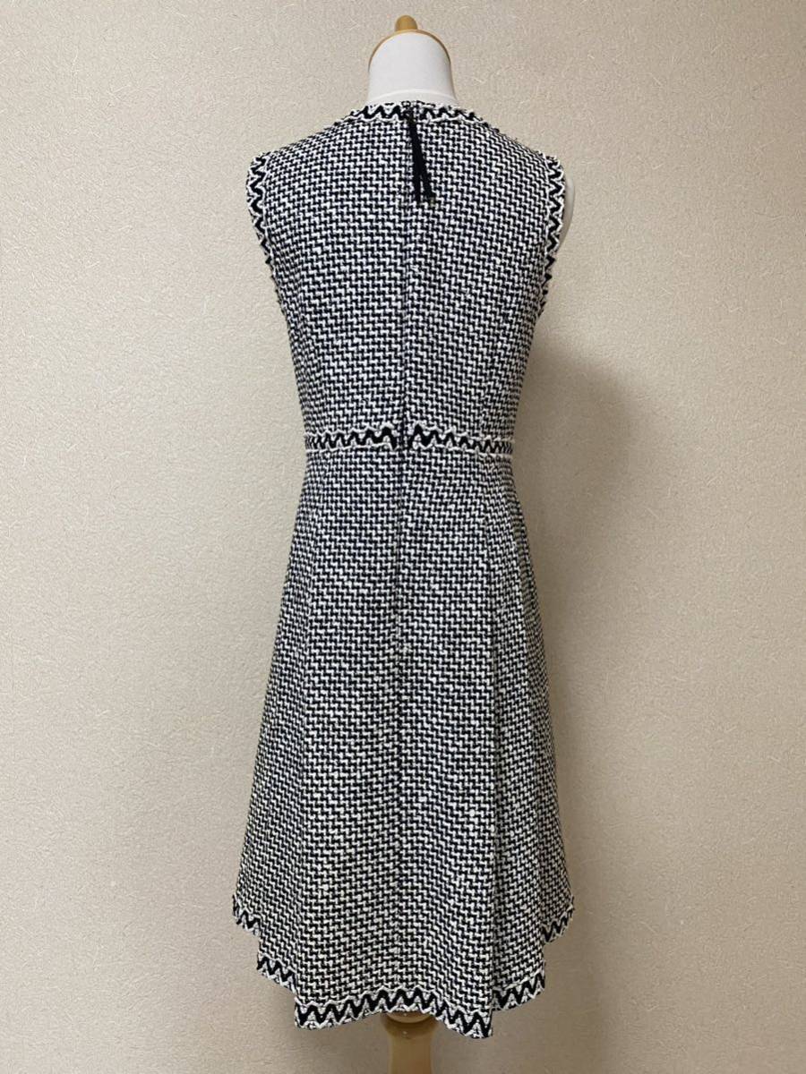 TOBECHIC 42 toe Be Schic *USED* LINTON Lynn ton wonderful tweed One-piece black white 