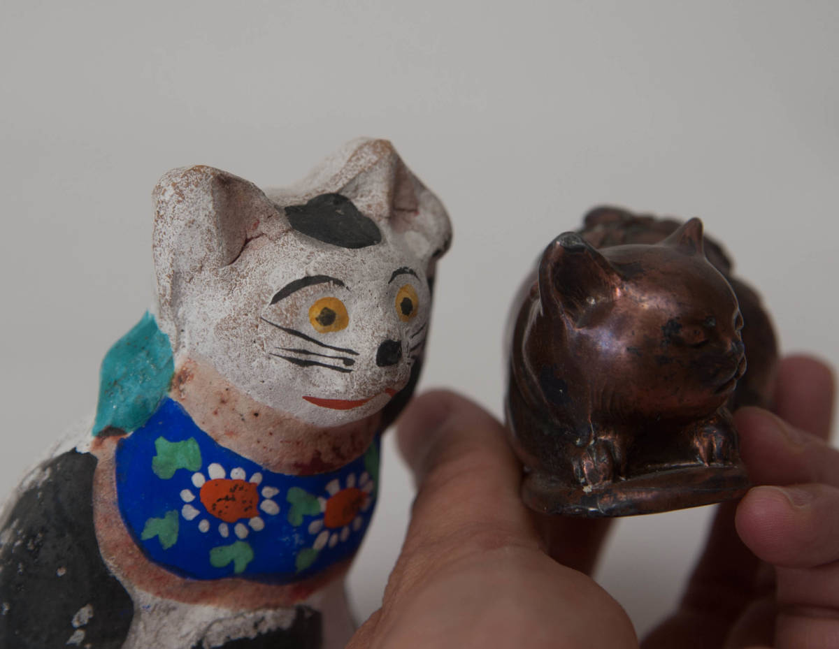 古い猫の人形 その３ 芝原人形（検索 アンチモ二黒猫大正ロマン竹久夢