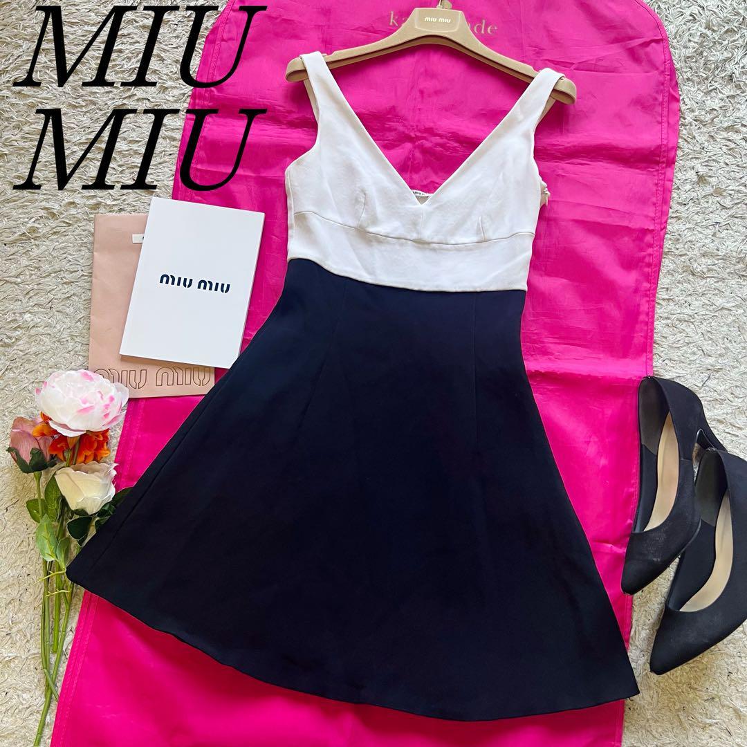 驚きの安さ フレア バイカラーワンピース MIU 【美品】MIU ジャンパー