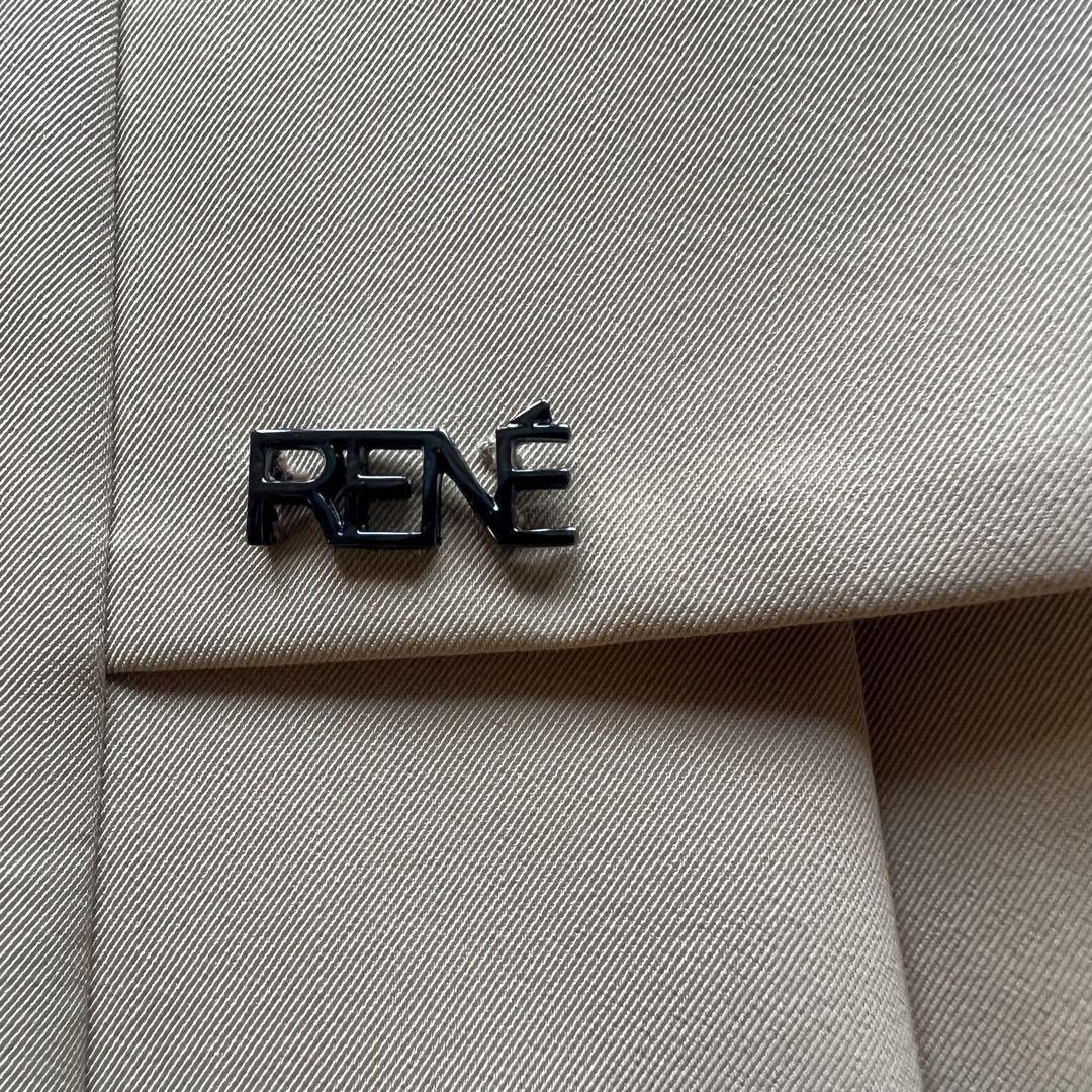 美品】Rene フレアワンピース ロゴプレート フレア 34 ブラウン