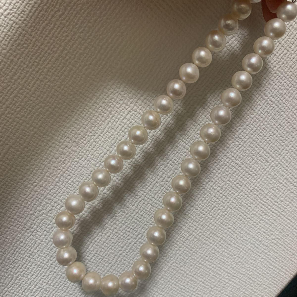 【大粒素敵】真珠ネックレス 天然 真珠 ネックレス シルバー 刻印SILVER 淡水真珠