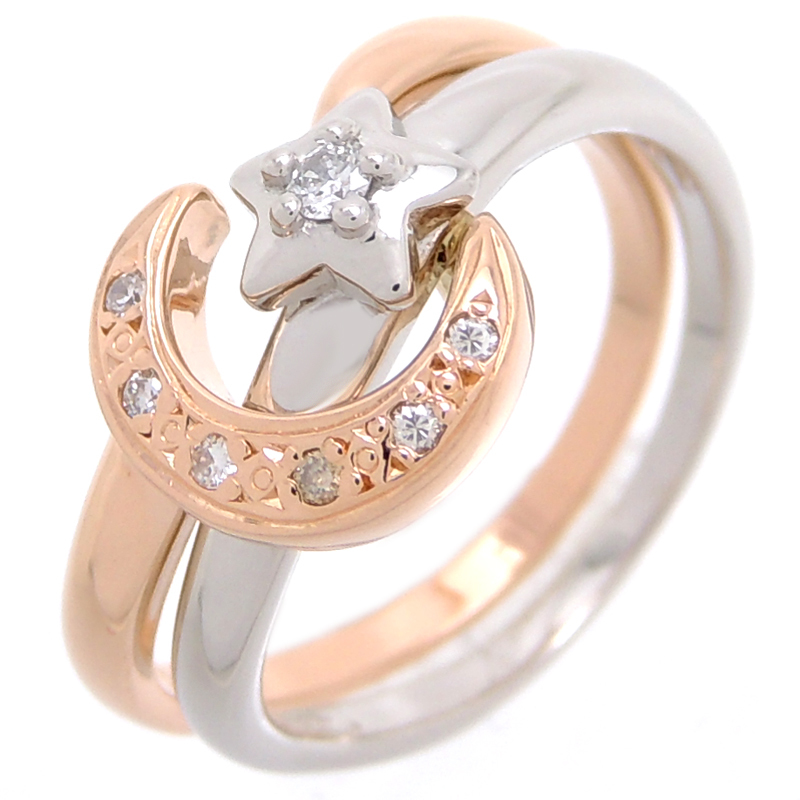 ［飯能本店］STAR JEWELRY スタージュエリー 2 in 1 リング・指輪 K18ピンクゴールド 8.5号 レディース DH75218