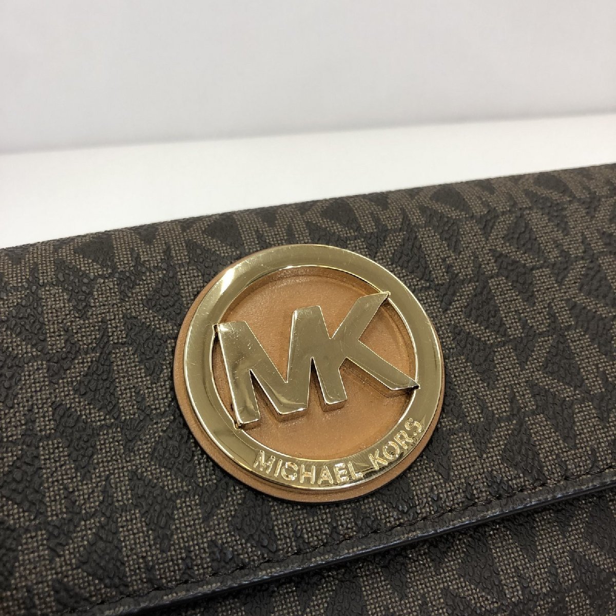 極美品 MICHAEL KORS マイケルコース 二つ折り長財布 ブラウン MK 32S7GFTE3B モノグラム ロゴプレート RH11350M_画像4