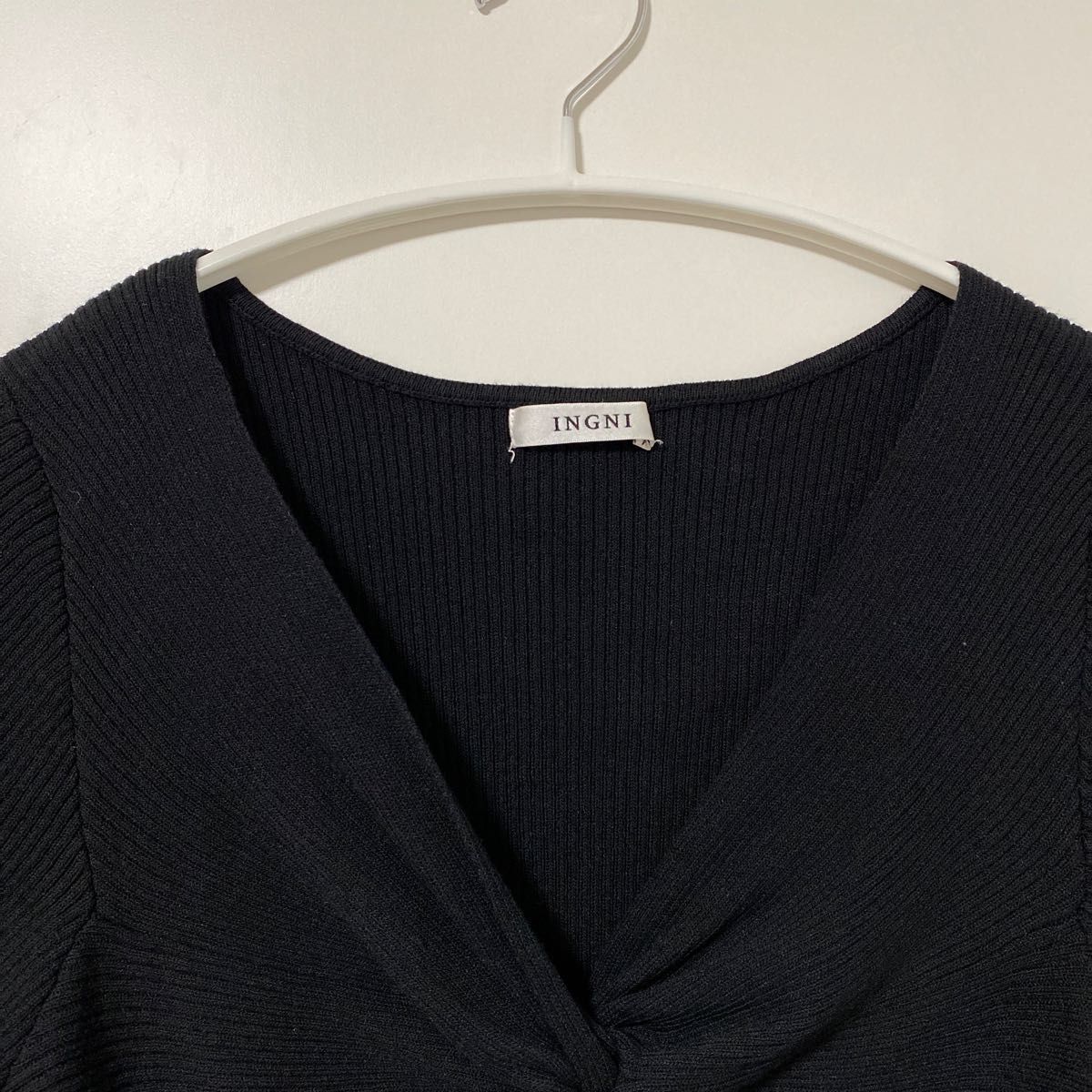 INGNI イング サマーニット ブラック 黒 リボン 半袖 無地 tシャツ