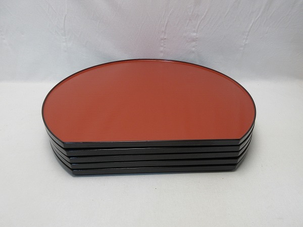 504747 [. stone tool wooden lacquer ware shaku 3 half month both sides serving tray 5 sheets . paper box ] inspection ) almost unused tea utensils . tea utensils tea .. seat .. tray Japanese-style tableware .. tray ⅲ