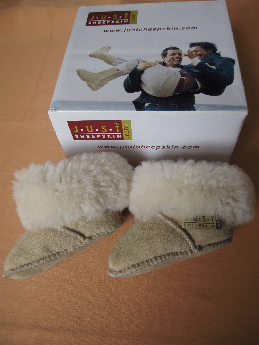 美品 Ｊ・Ｕ・Ｓ・Ｔ ＳＨＥＥＰＳＫＩＮ ジャストシープスキン ベビー ブーツ ０～６ヶ月 ベージュ ファー ナチュラル オフホワイト_画像2