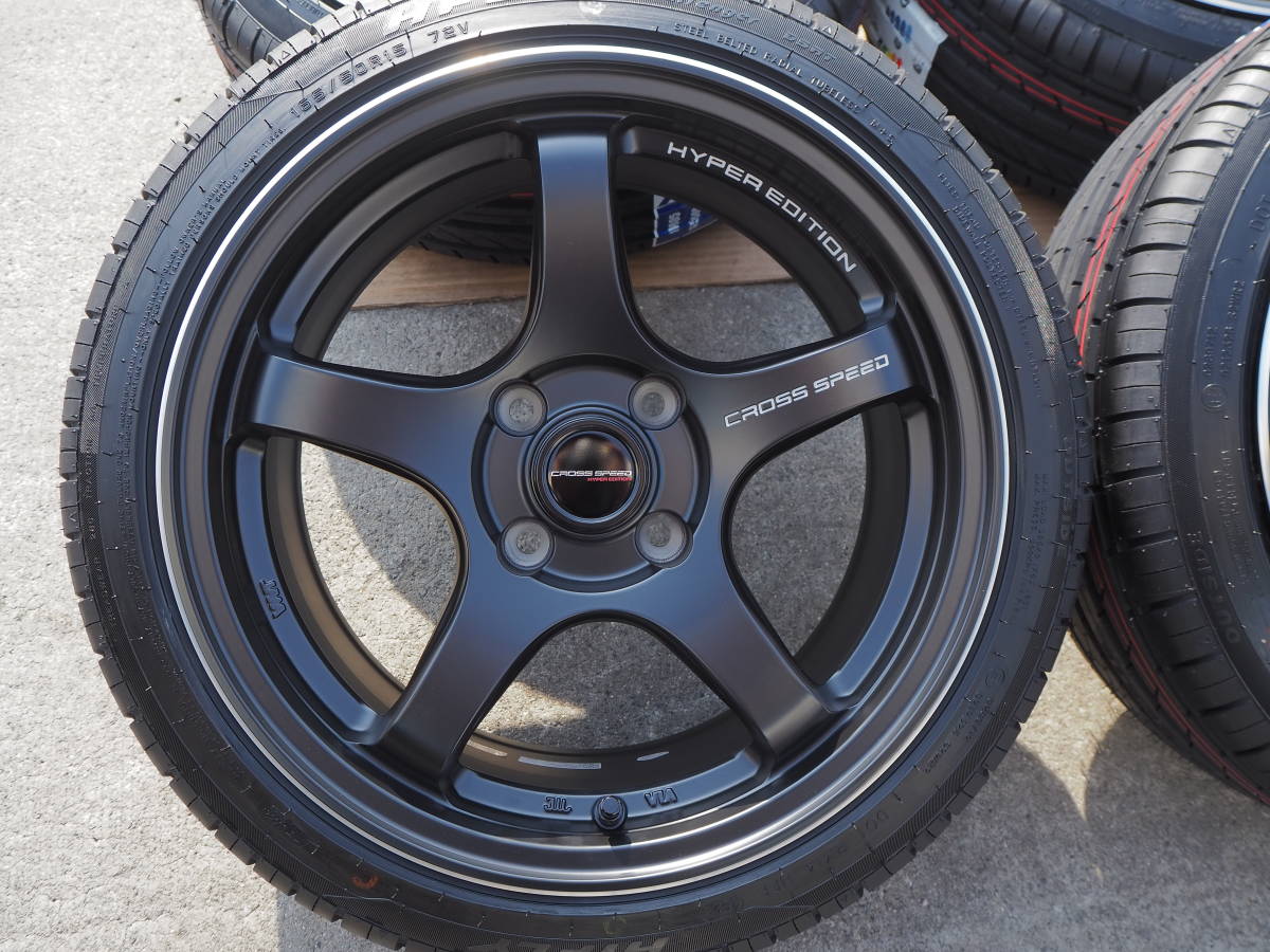 ★人気★165/50R15 7J+35 4H100 新品 軽量 5本スポーク クロススピードCR5 1台分 ワゴンR N-BOX ALTO TANTO WAKE MOVE MIRA カスタム BK_画像3