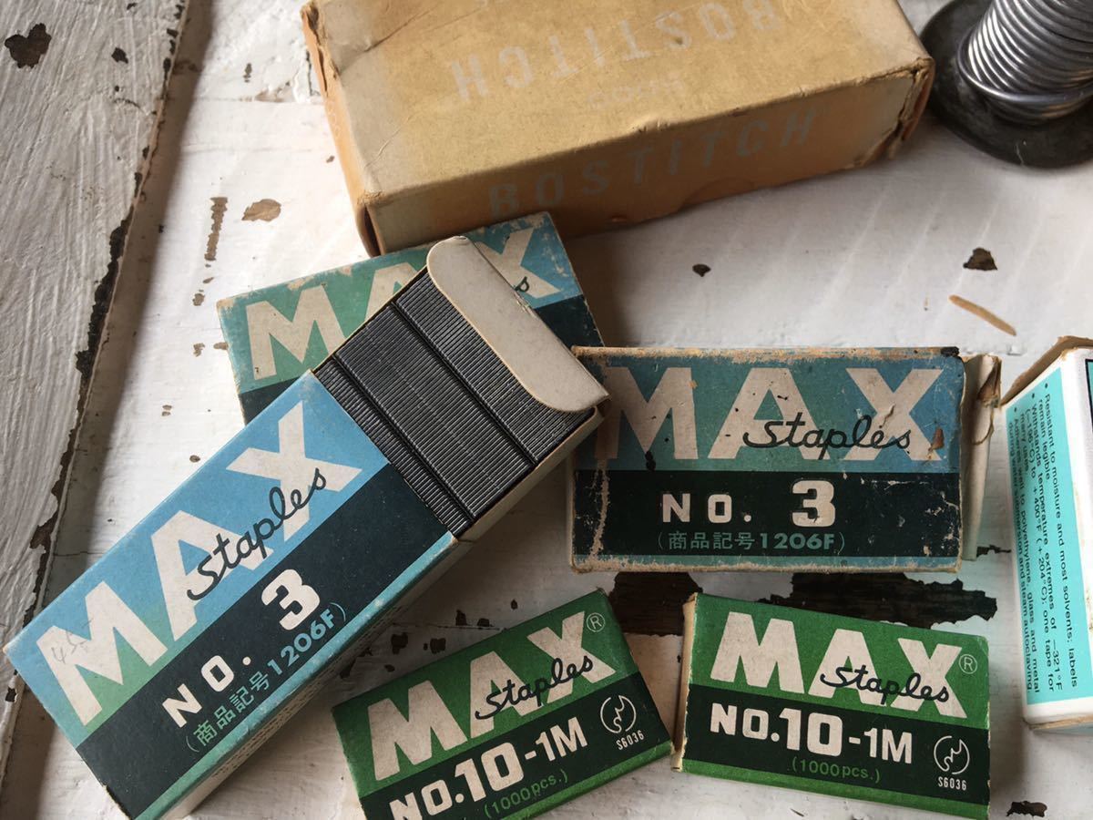  Vintage # matchbox MAX stapler needle miscellaneous goods set # old tool display small articles set 