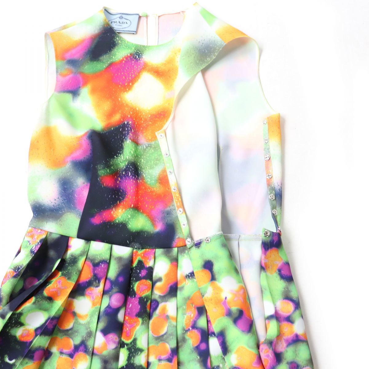 極美品☆正規品 PRADA プラダ 18年 P37D0 ウエスト切替 ノースリーブ