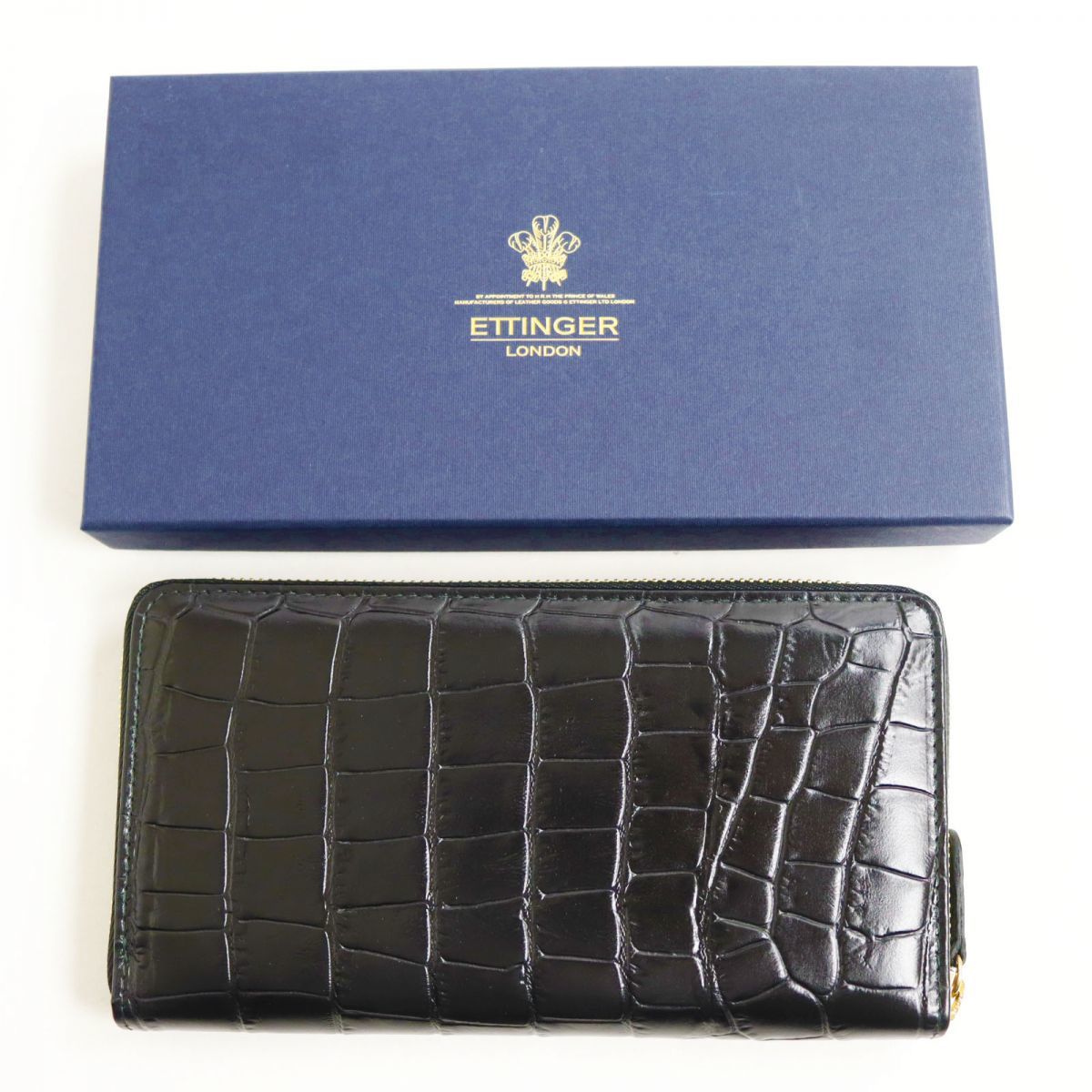 未使用品○ETTINGER エッティンガー レザー クロコダイル型押し