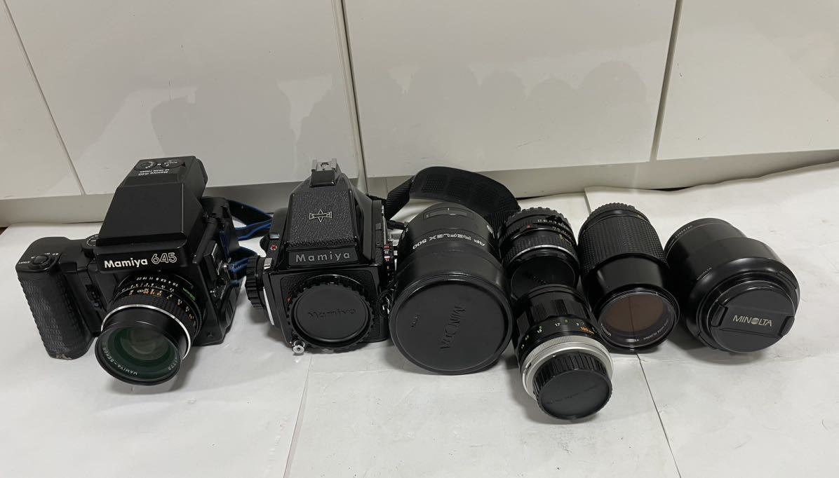 マミヤ ミノルタフィルムカメラ&レンズ7点大量まとめMamiya 645 中判