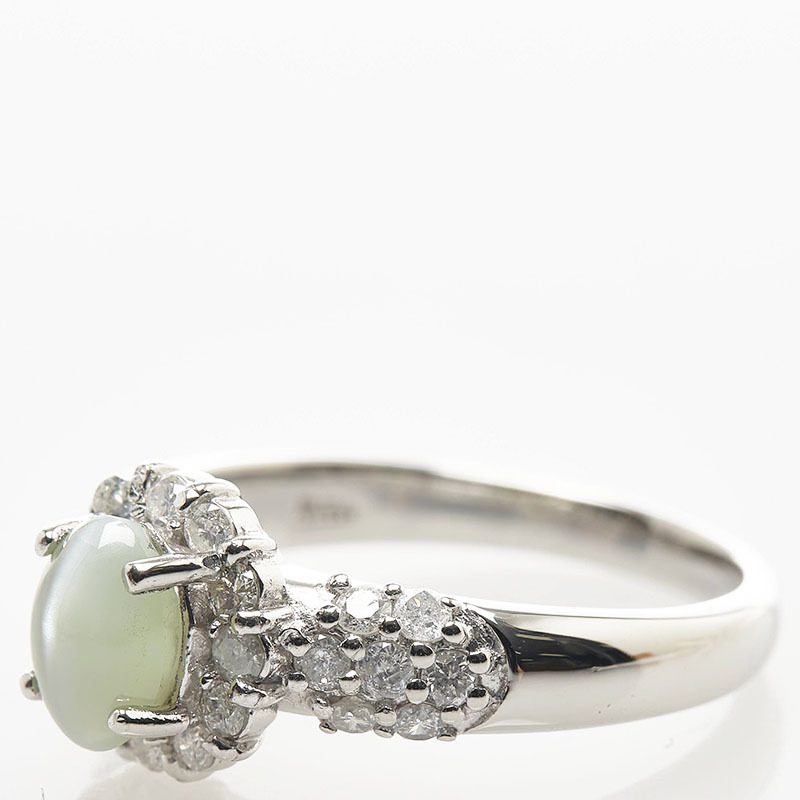 Pt900 プラチナ キャッツアイ1.20ct ダイヤ0.50ct リング 指輪