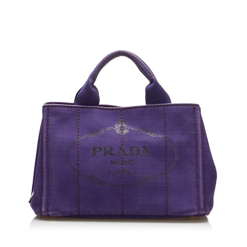 プラダ カナパ ミニ ロゴ ハンドバッグ ショルダーバッグ 2WAY B2439G パープル キャンバス レディース PRADA 【中古】_画像2