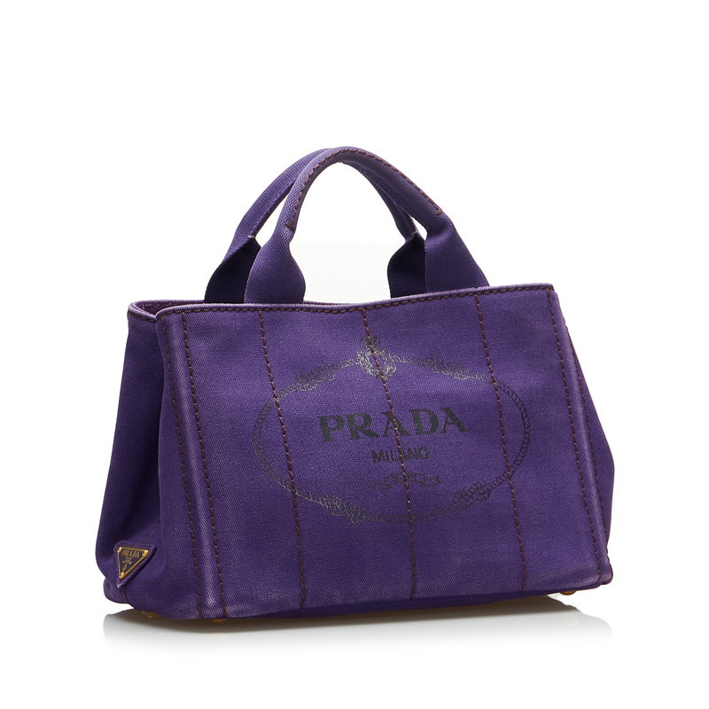 プラダ カナパ ミニ ロゴ ハンドバッグ ショルダーバッグ 2WAY B2439G パープル キャンバス レディース PRADA 【中古】_画像3