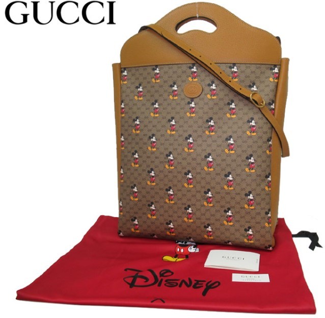 超稀少 新品未使用 GUCCI DISNEY グッチ ディズニー コラボ 2way ショルダーバッグ ブラウン GGスプリーム マイクロGG ミッキー PVC レザー_画像10