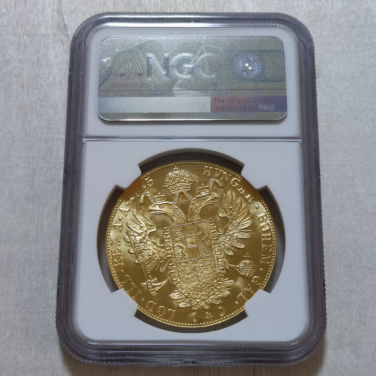 高鑑定 NGC MS66 1915 オーストリア 金貨 リストライク ４ダカット アンティークコイン モダンコイン_画像8