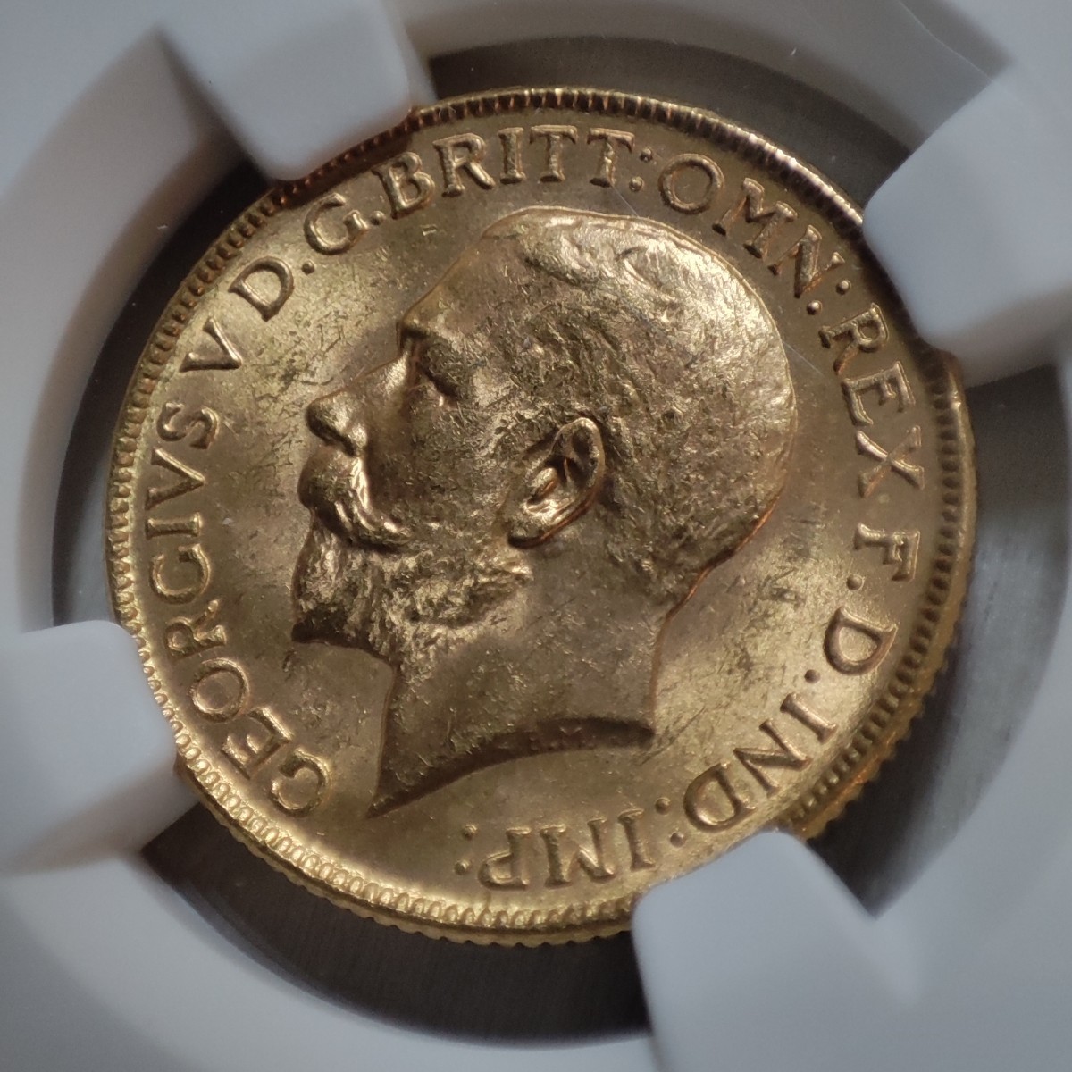高鑑定 NGC MS64 英領インド 1918 ソブリン 金貨 ジョージ5世 セント