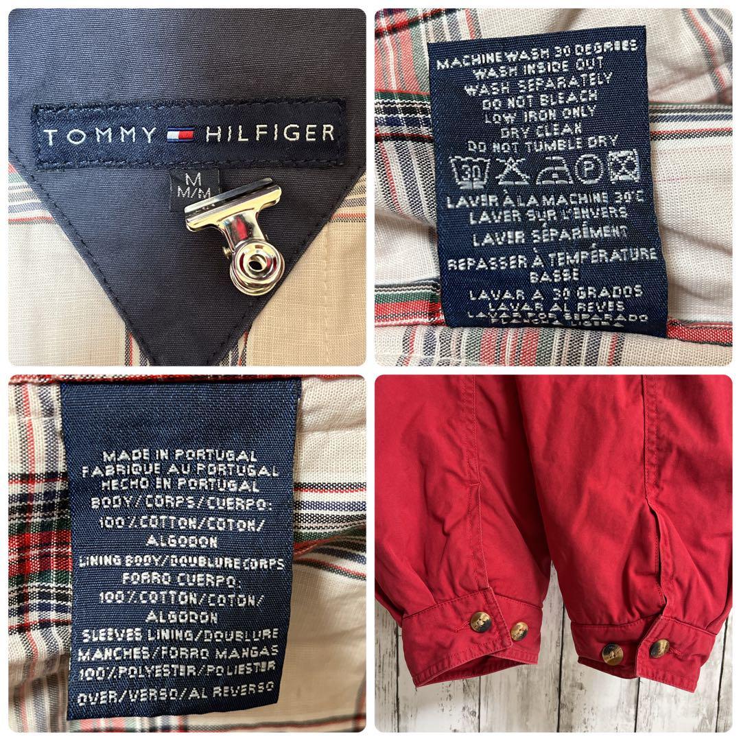 トミーヒルフィガー TOMMY HILFIGER 中綿入りブルゾン アウター ジャンパー L 赤 ワンポイント 刺繍ロゴ 中チェック US古着 HTK964_画像5