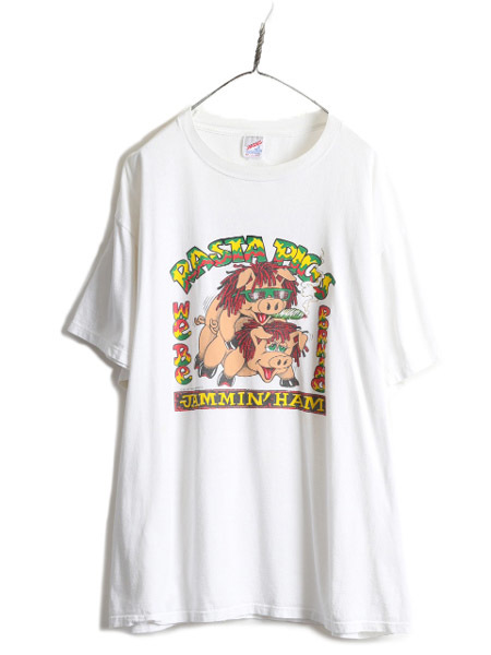 90s USA製 大きいサイズ 2X ★ アニマル エロ プリント Tシャツ メンズ XXL / 90年代 マリファナ アート ジョーク パロディー セックス 白