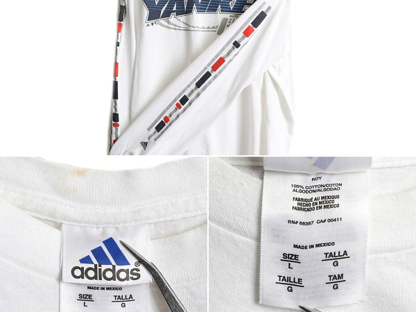 00s # Adidas MLB официальный yan ключ Sprint футболка с длинным рукавом мужской L Old adidas YANKEES Major League long T большой Lee g