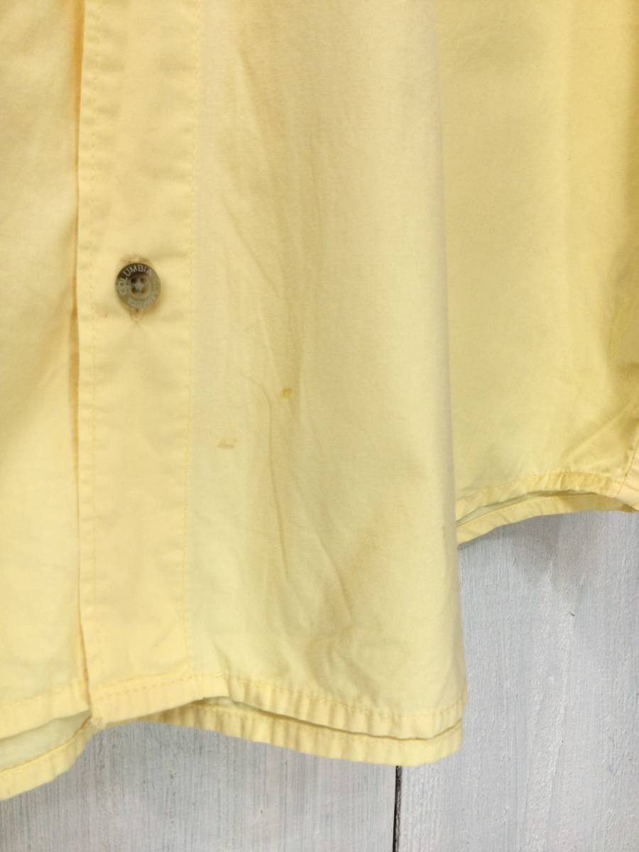 Columbia コロンビア フィッシングシャツアウトドアウェア コットン半袖シャツ メンズXL 薄い黄色系 良品_画像6