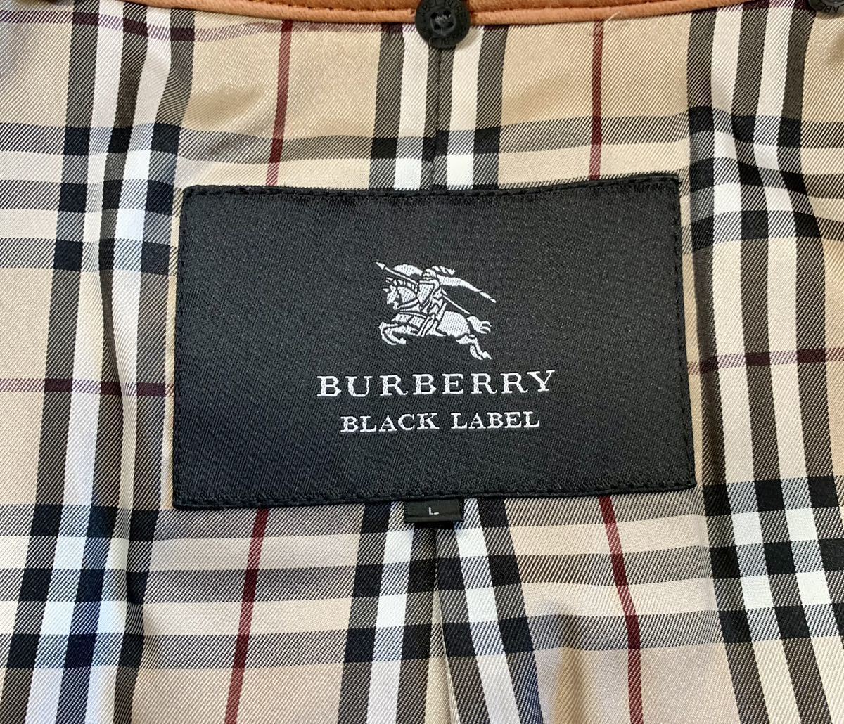 【美品】Lサイズ バーバリーブラックレーベル レザーコート茶系 BURBERRY BLACK LABEL ノバチェック_画像10