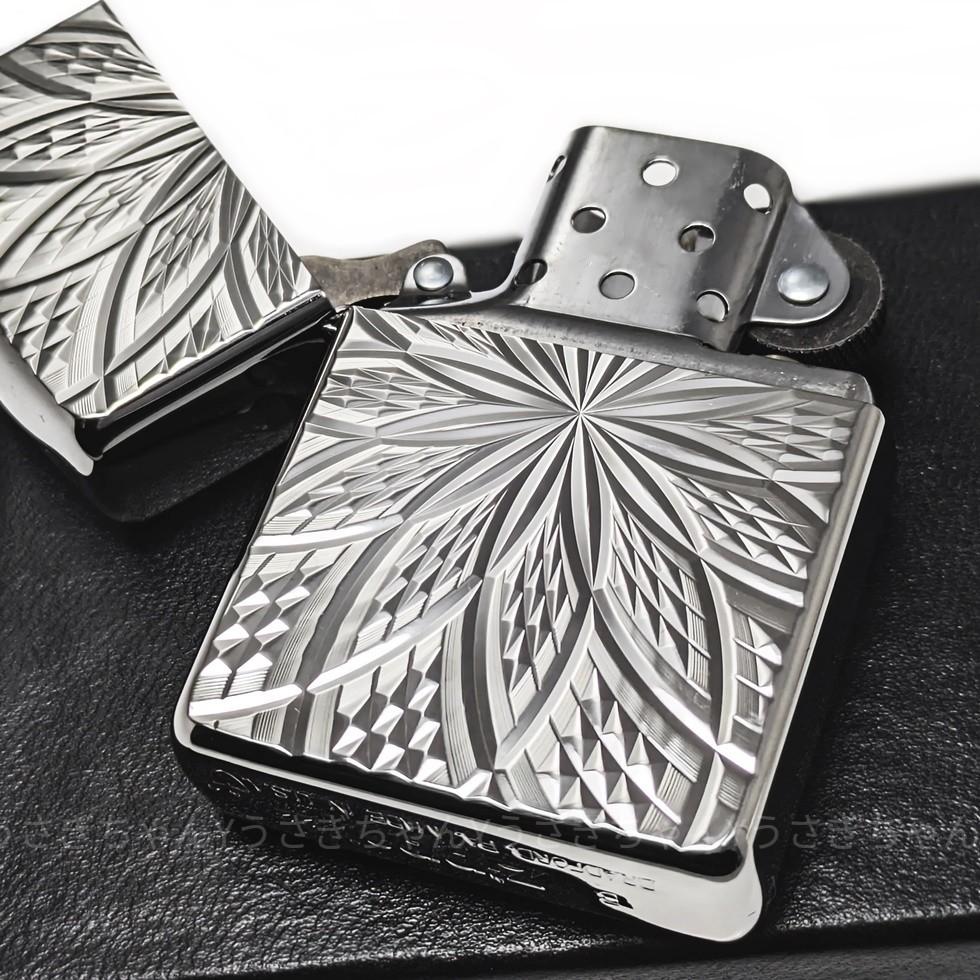 zippo アーマー 両面 ダイヤカット BLOOM シルバー ジッポ ライター