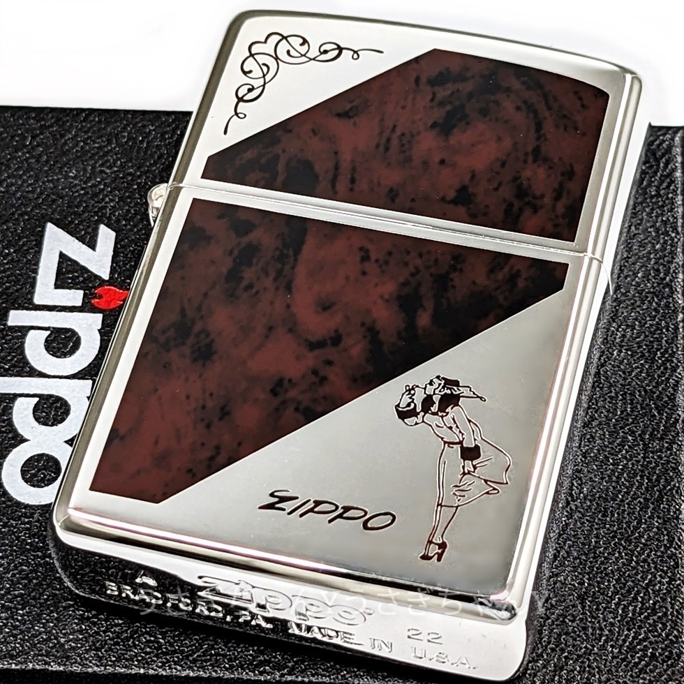 zippo 大理石柄ブラウン シルバー ウィンディ ジッポ ライター｜Yahoo