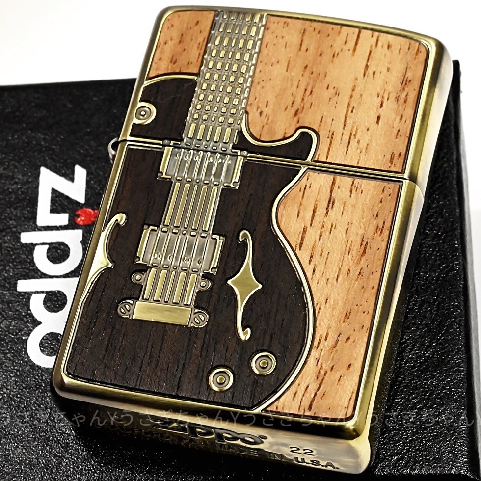 zippo☆アンティークギター☆天然ウッド☆アンティークBS☆ジッポ ライター