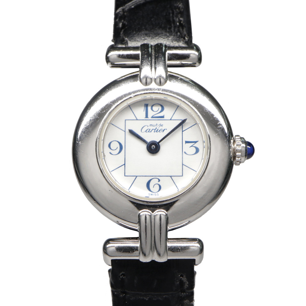 【名古屋】カルティエ マストコリゼ W1011455 AG925レザー ホワイト クォーツ レディース腕時計 女のサムネイル