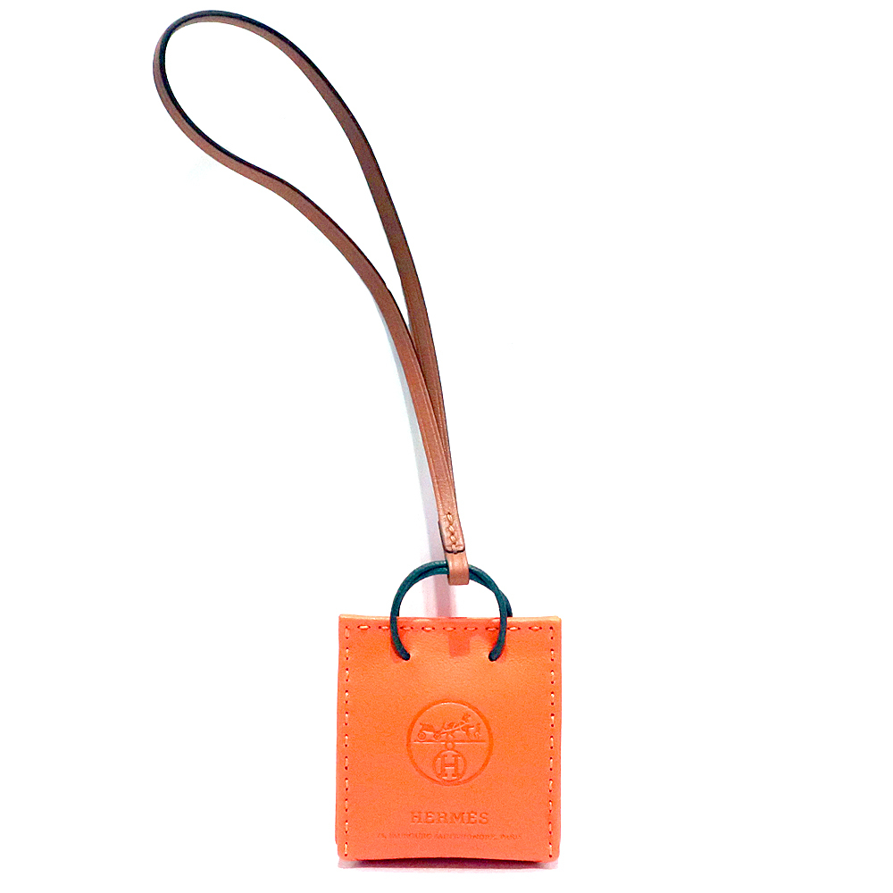 【天白】エルメス サックオランジュ アニョーミロ ショッパー型 Y刻印 2020年製 オレンジ バッグチャーム 小物 箱_画像1