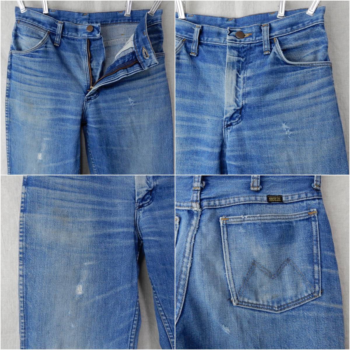 MAVERICK INDIGO DENIM PANTS MADE IN USA 1970s Vintagema- Berik indigo Denim Vintage jeans 1970 period Vintage 
