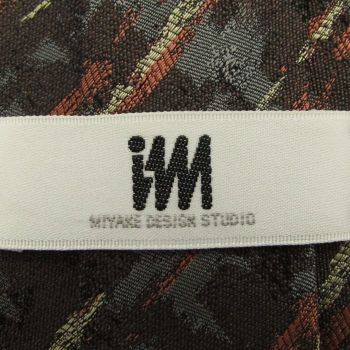 【良品】 イッセイミヤケ ISSEY MIYAKE 総柄 シルク 迷彩柄 日本製 ライン柄 ブランド メンズ ネクタイ ブラウン_画像4